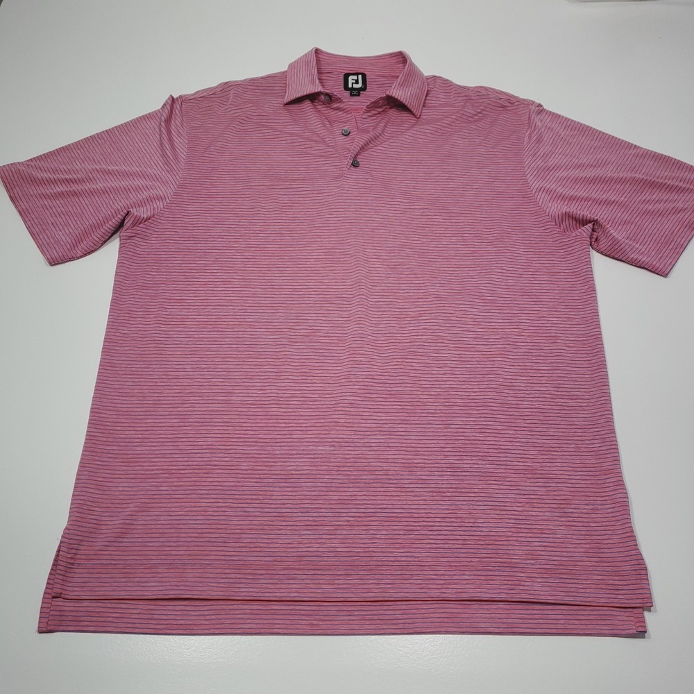 Footjoy Striped Polo Shirt Mens Sz Large Pink Blue Lightweight Golf